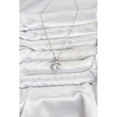 316L Çelik Zincir Gümüş Renk Deniz Tema Model Zirkon Taşlı Kadın Kolye