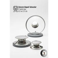 Paloma Serisi 2’li Paslanmaz Çelik Lüks Tencere Kapağı Tutucu Seti - 4.5- 5.5 cm Universal