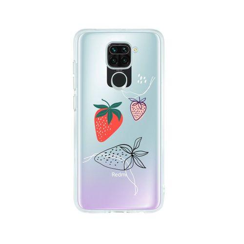 Redmi Note 9 Çilek Desenli Premium Şeffaf Silikon Kılıf