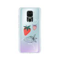 Redmi Note 9 Çilek Desenli Premium Şeffaf Silikon Kılıf