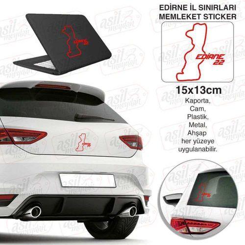 Edirne İli 22 Plaka Kodu Memleket Kırmızı Yarış Pisti Sticker - Oto Araba Etiket, Aksesuar, Tuning