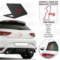 Edirne İli 22 Plaka Kodu Memleket Kırmızı Yarış Pisti Sticker - Oto Araba Etiket, Aksesuar, Tuning