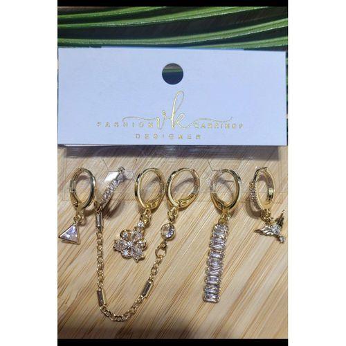 Monalisa Home Çoklu Lüks Figürlü Gösterişli 6 Lı Kararmaz Küpe