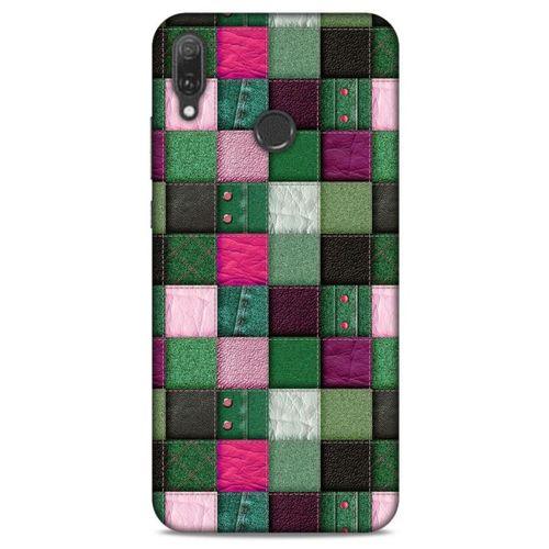 Huawei Y9 2019 Kılıf Patchwork (34) Slim Armor Kılıf Yeşil Fuşya
