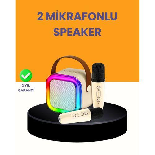 Çift Mikrofonlu Kompakt Karaoke Hoparlör – Uzun Pil Ömrü