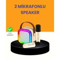 Çift Mikrofonlu Kompakt Karaoke Hoparlör – Uzun Pil Ömrü