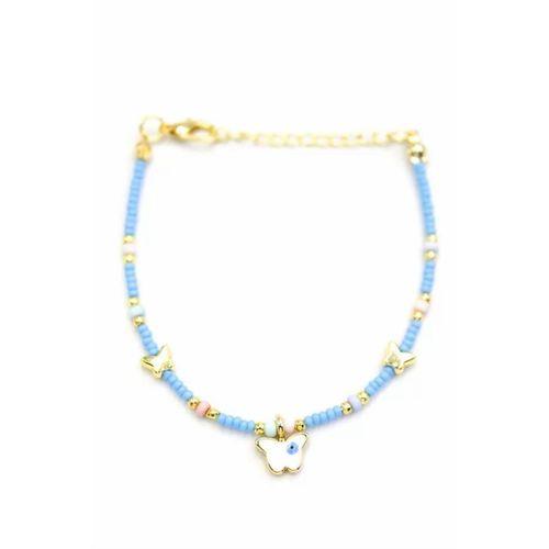 Kelebek Boncuk Bileklik - Açık Mavi