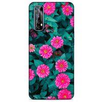 Lopard Huawei P Smart 2021 Uyumlu Kılıf Bahar (39) Liquid Crystal Kılıf Fuşya Çiçekler