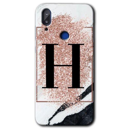 Potkal Hediye Fabrikası Vestel E5 Kılıf HD Desen Baskılı Arka Kapak - Pembe Mermer Desenli H Harfi