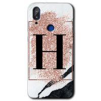 Potkal Hediye Fabrikası Vestel E5 Kılıf HD Desen Baskılı Arka Kapak - Pembe Mermer Desenli H Harfi