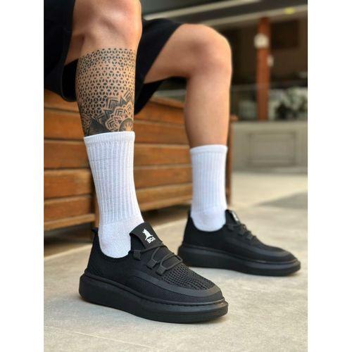 BA0375 Özel Örme Triko Tarz Siyah Renk Siyah Taban Spor Ayakkabı
