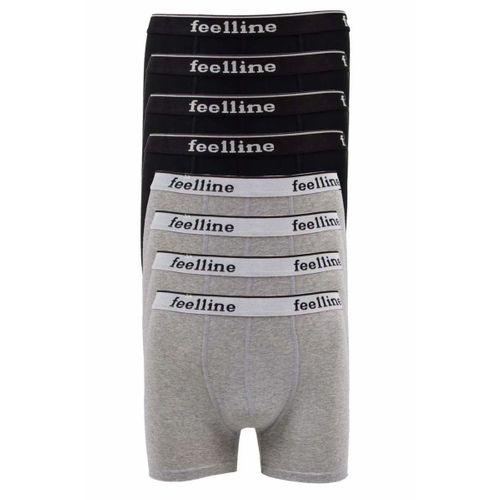 8 adet Feelline Siyah ve Gri Pamuklu Doğal Likralı Erkek Boxer