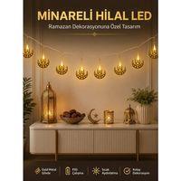 Dekoratif Minareli Hilal Led Işık Metal Gövdeli Ramazan Aydınlatma