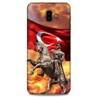 Samsung Galaxy J6 Plus Kılıf Atatürk (47) Crystal Flex Kılıf Kızıl Bulut