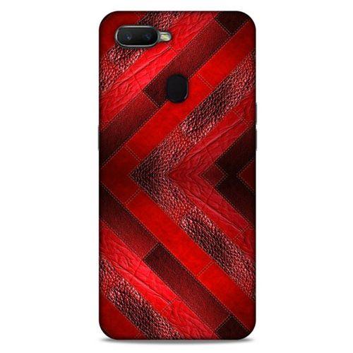 Oppo Ax7 Kılıf Patchwork (28) Arka Kapak Kırmızı Siyah