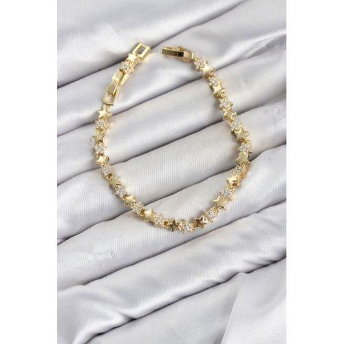 CM Yıldız Model Zirkon Taşlı VIP Seri Gold Renk Pirinç Kadın Bileklik