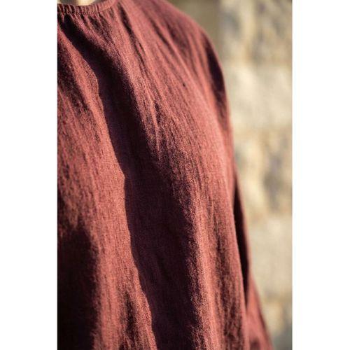 Castiel Bisiklet Yaka Fakir Kol Oversize Kısa Kol T-shirt - Bordo