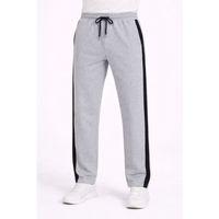 Erkek Yandan Şeritli Boru Paça Eşofman Altı 3 Iplik Pamuklu Eşofman - Gri