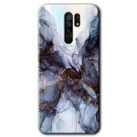 Redmi 9 Kılıf HD Desen Baskılı Arka Kapak - Otantik Mermer + Kırılmaz Cam