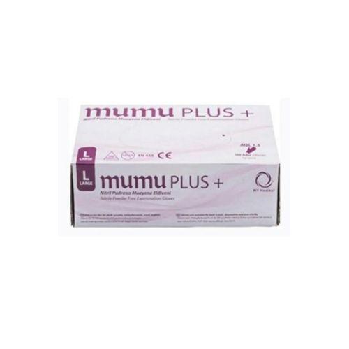 Mumu Plus 200'lü Paket Large (L) Beden Pudrasız Nitril Muayene Eldiveni Mavi