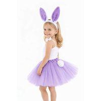Lila Tavşan Kostüm Seti Kız Çocuk – Tütü Etek, Taç, Papyon, Ponpon