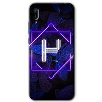 Huawei Y6 2019 Kılıf Kapak - Dark Neon Yaprak H Harfi +Hayalet Ekran Yandan Gözükmez
