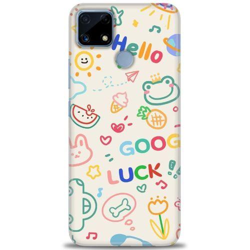 Realme C25 Kılıf HD Baskılı Kılıf - Goog Luck + Tam Ekran Koruyucu