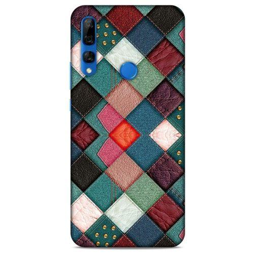 Huawei Y9 Prime 2019 Kılıf Patchwork (18) Telefon Kılıfları Pembe Yeşil