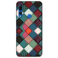 Huawei Y9 Prime 2019 Kılıf Patchwork (18) Telefon Kılıfları Pembe Yeşil