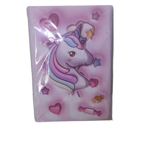 LİNEA PUFFY KABARTMA YÜZEY ( 14*20 CM) 80 YAPRAK RENKLİ ÇİZGİLİ HATIRA DEFTERİ ( Pink Unicorn )