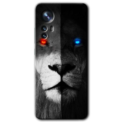Potkal Hediye Fabrikası Xiaomi Mi 12 Kılıf HD Desen Baskılı Arka Kapak - Fire and Ice Lion