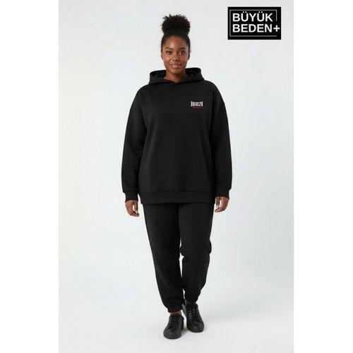 Kadın Büyük Beden Brooklyn 1970 Baskılı Kapüşonlu Sweatshirt SPR26BSWK964