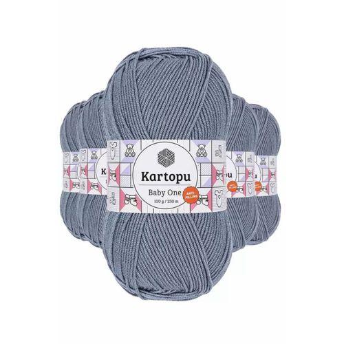 5 Adet Baby One Tüylenmeyen El Örgü İpi Yünü Jeans Mavi K571