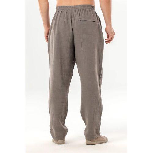 Beli Lastikli Yandan Çift Cepli Müslin Şalvar Pantolon Gri Gri