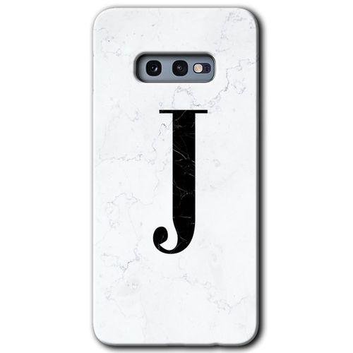 Galaxy S10e Kılıf HD Desen Baskılı Arka Kapak - Beyaz Mermer Desenli J Harfi