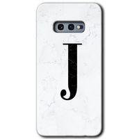 Galaxy S10e Kılıf HD Desen Baskılı Arka Kapak - Beyaz Mermer Desenli J Harfi