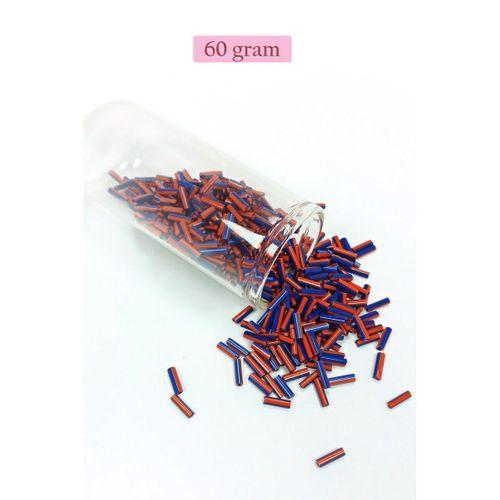 Uzun Boru Kesme Boncuk Çap 2mm Uzunluk 10 mm - 60 Gram - Turuncu Mavi - BNC277