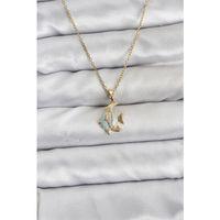 316L Çelik Zincir Gold Renk Balık Model Zirkon Taşlı Kadın Kolye