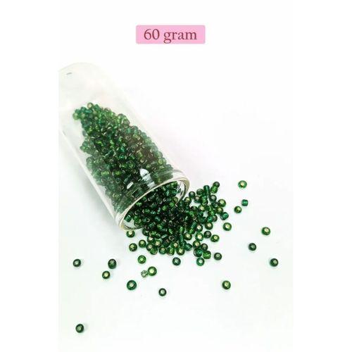 Dökme Cam Kum Boncuk (8/0) 3 mm - 60 Gram - Şeffaf Asker Yeşili - BNC218