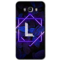 Galaxy J7 2016 Kılıf HD Desen Baskılı Arka Kapak - Dark Neon Yaprak L Harfi + Kırılmaz Cam