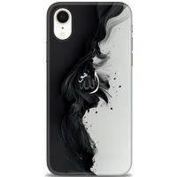 iPhone XR Kılıf HD Baskılı Kılıf - Siyah ve Beyaz + Tam Ekran Koruyucu