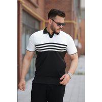 Erkek çizgi Desenli Yakalı Kısa Kollu T-shirt