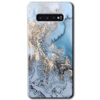 Galaxy S10 Kılıf HD Desen Baskılı Arka Kapak - Eski Mermer + Kırılmaz Cam