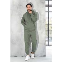 Şardonlu Kanguru Cepli Sweatshirt - 3 İplik Şardonlu Lastik Paça Erkek Eşofman Altı- Eşofman Takımı - Avcı Yeşili