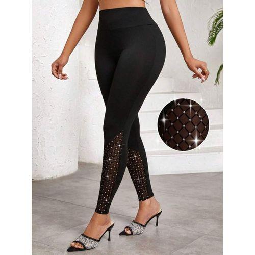 Kadın Yüksek Bel ışıltılı Tül Geometrik Detaylı Dalgıç Tayt