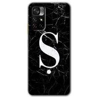 Potkal Hediye Fabrikası Xiaomi Redmi Note 11T Kılıf HD Desen Baskılı Arka Kapak - Siyah Mermer Desenli Ş Harfi