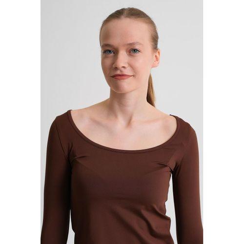 ALEXANDERGARDI Geniş Yaka Uzun Kollu Basic Kadın Bluz