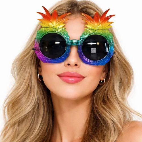 Tropikal Ananas Tasarımlı Renkli Hawaii Parti Gözlüğü