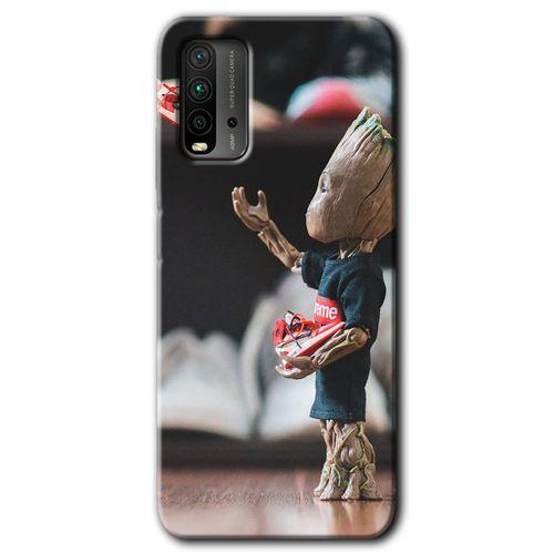 MRCİLETİSİM Poco M3 Kılıf Baskılı Kapak - I am Groot + 5D Tam Kaplayan Cam