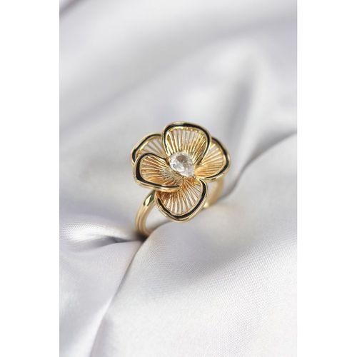 Gold Renk Çiçek Model Vintage Kadın Yüzük